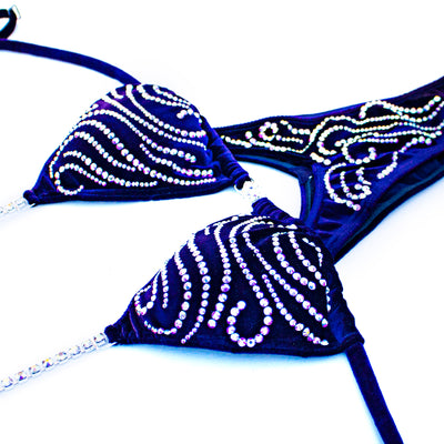 AB Sparkle Velvet Figure/WPD Competition Suit | Choice of Color | OMG Bikinis