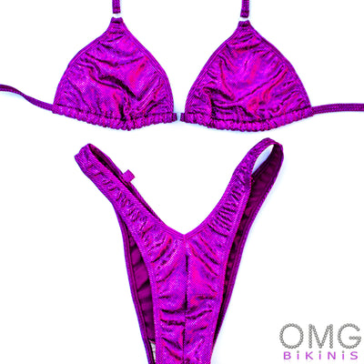 Fuchsia Holographic Figure Posing Suit M/L | Clearance | OMG Bikinis