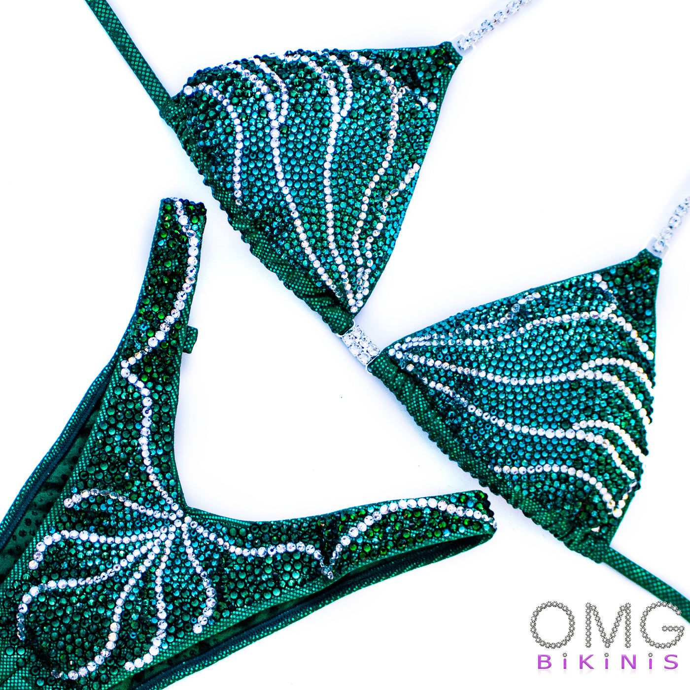 Whitney Figure/WPD Competition Suit, Green M/M | OMG Bikinis Rentals