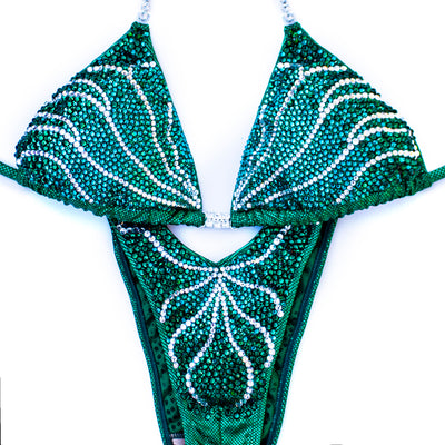 Whitney Figure/WPD Competition Suit, Green M/M | OMG Bikinis Rentals