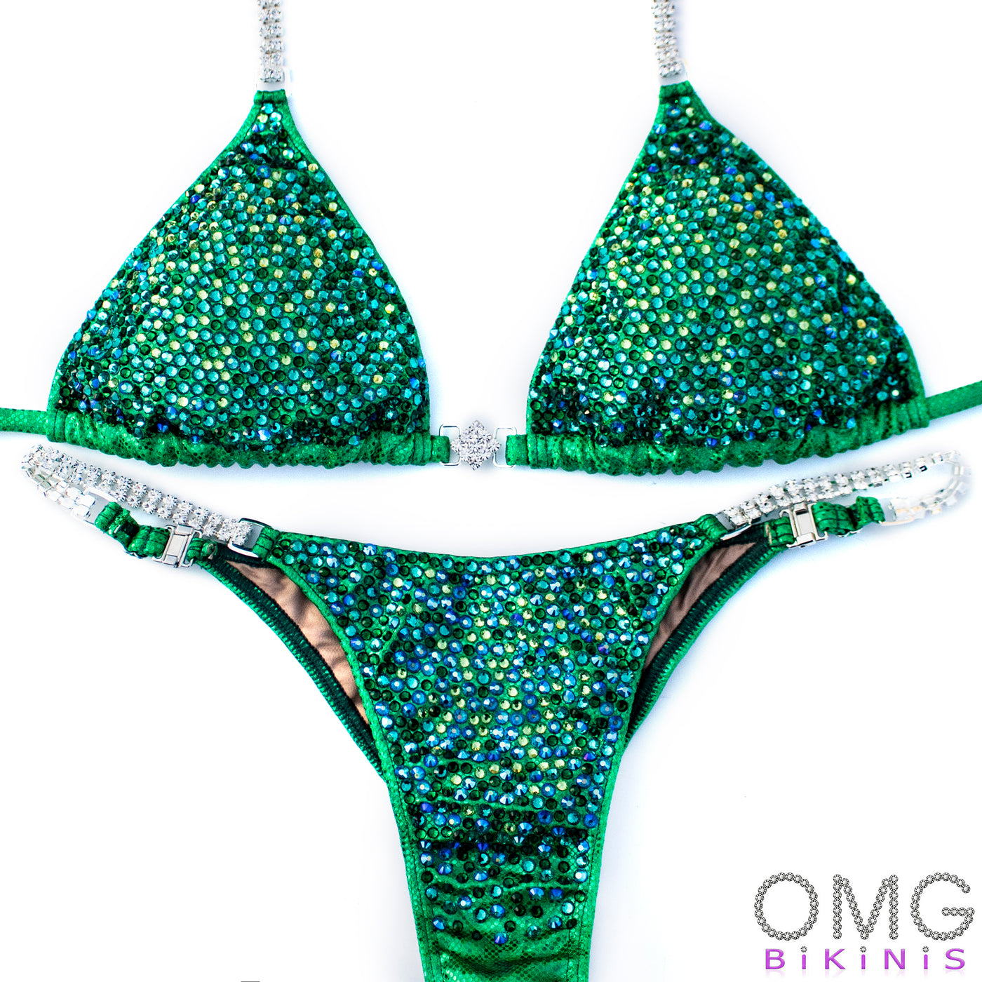 Kelly Green Gradient Competition Bikini S/S | Pre-Made Suits | OMG Bikinis