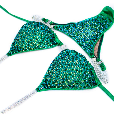 Kelly Green Gradient Competition Bikini S/S | Pre-Made Suits | OMG Bikinis