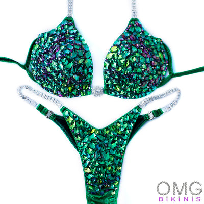 Diva in Kelly Green Wellness Competition Suit S/S | OMG Bikinis Rentals