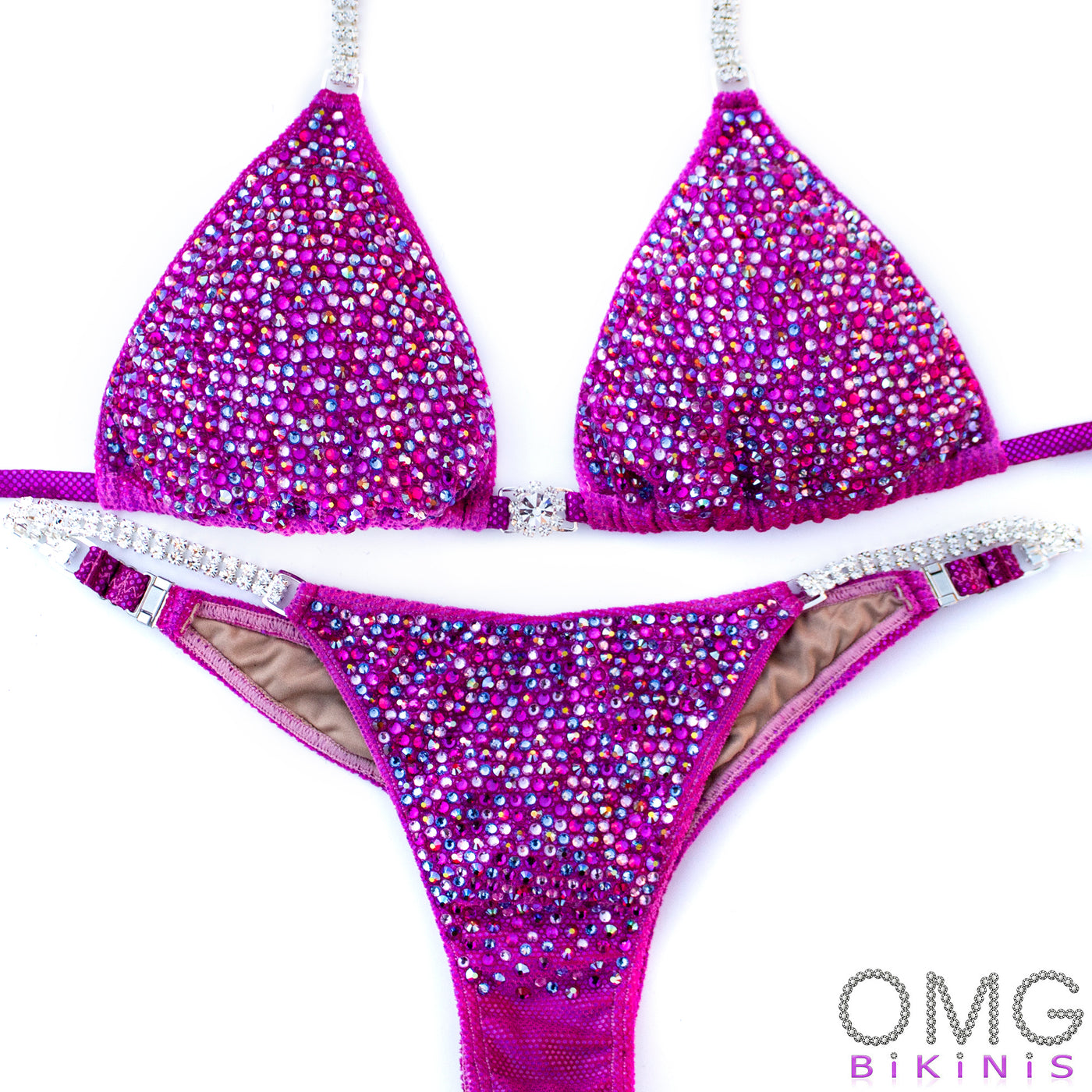 Magenta Burst Velvet Competition Bikini | OMG Bikinis