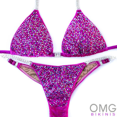 Magenta Burst Velvet Competition Suit M/M | Pre-Made Suits | OMG Bikinis