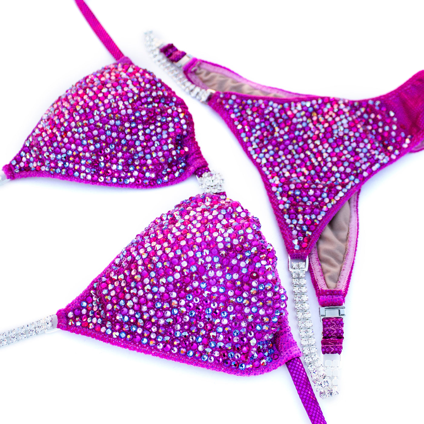 Magenta Burst Velvet Competition Bikini | OMG Bikinis