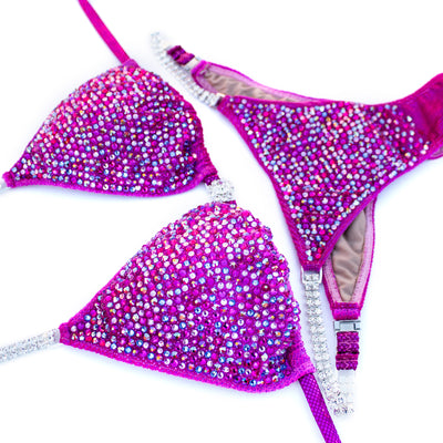 Magenta Burst Velvet Competition Suit M/M | Pre-Made Suits | OMG Bikinis