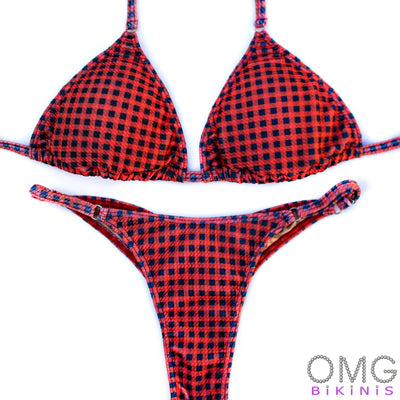 Brick Red Plaid Posing Suit | Swimwear Style | NPC/IFBB Practice Suit