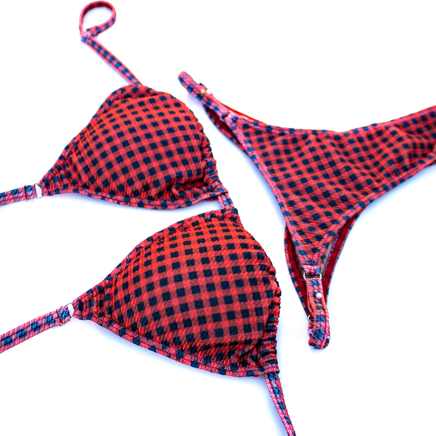 Brick Red Plaid Posing Suit | Swimwear Style | NPC/IFBB Practice Suit