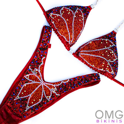 Passion Flower Figure/WPD Competition Suit, Red| OMG Bikinis