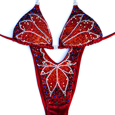 Passion Flower Figure/WPD Competition Suit, Red| OMG Bikinis