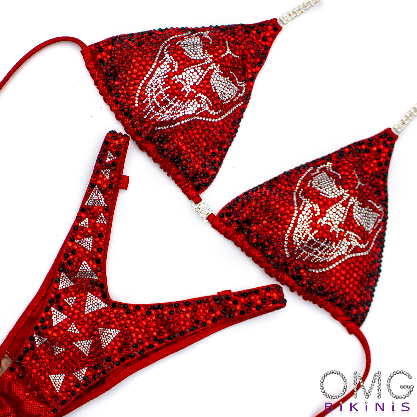 Skulls Figure/WPD Competition Suit, Red | OMG Bikinis