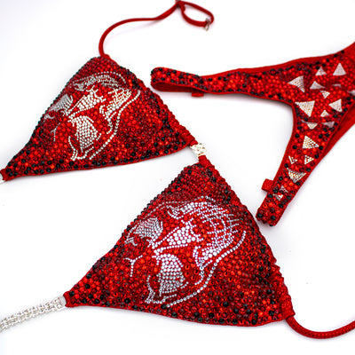 Skulls Figure/WPD Competition Suit, Red | OMG Bikinis