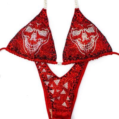 Skulls Figure/WPD Competition Suit, Red | OMG Bikinis