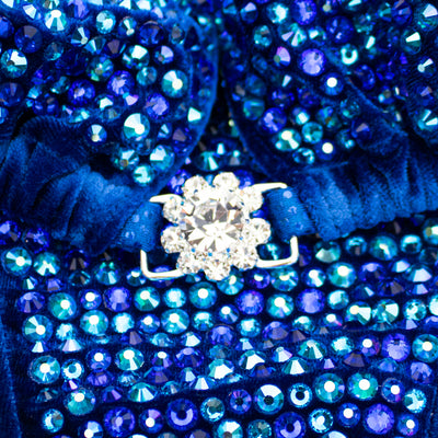 Capri Blue Shimmer Velvet Competition Bikini | OMG Bikinis