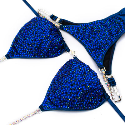 Navy Blue Dazzle Competition Suit S/S | Pre-Made Suits | OMG Bikinis
