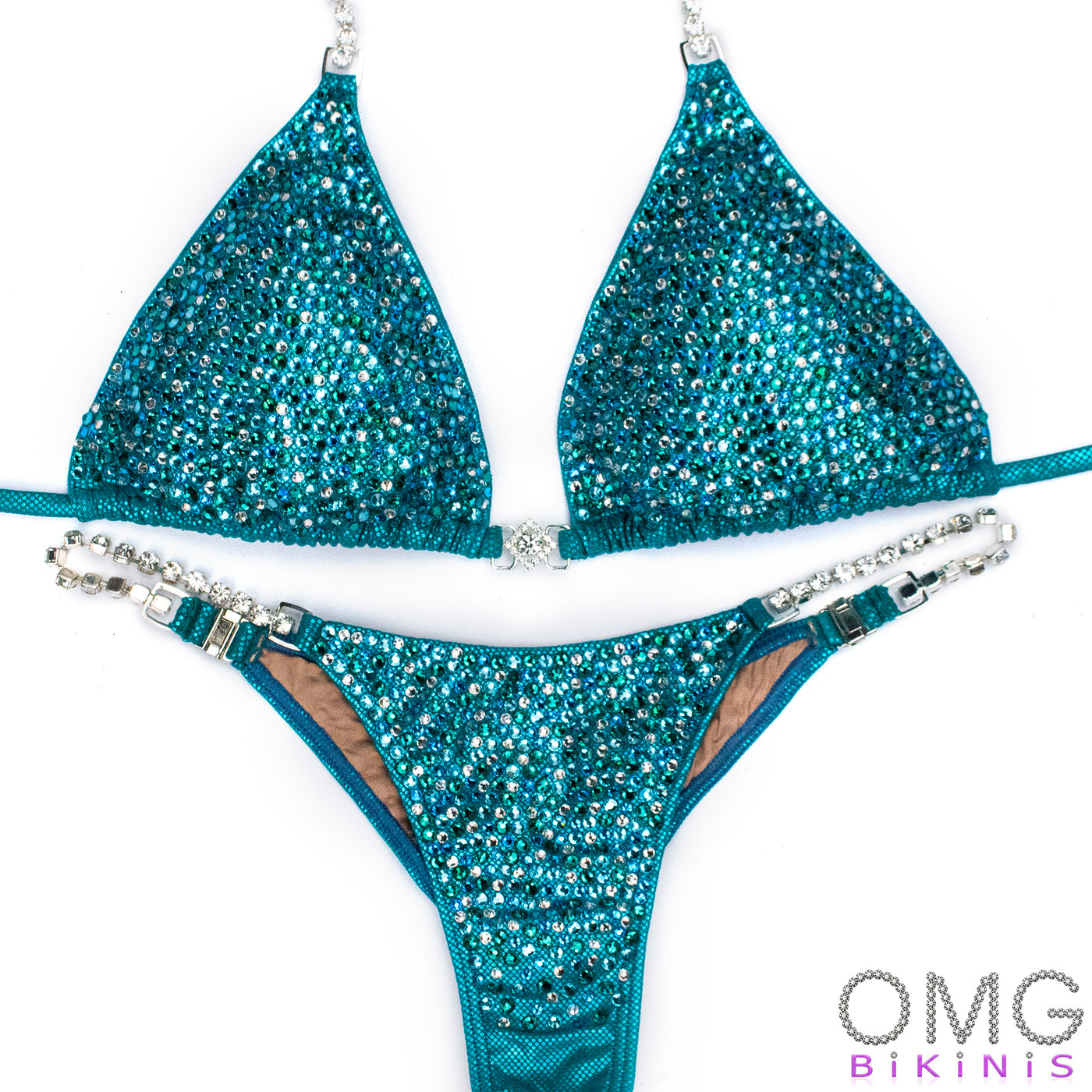 Light Teal Sparkle Competition Bikini | OMG Bikinis