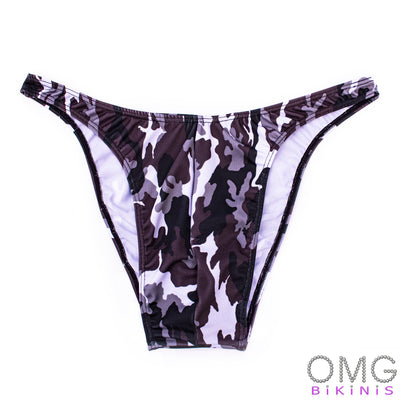 Men's Bodybuilding Posing Suit, Grey Camo | Posing Trunks | OMG Bikinis
