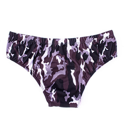 Men's Classic Physique Posing Suit, Grey Camouflage | Posing Trunks | OMG Bikinis