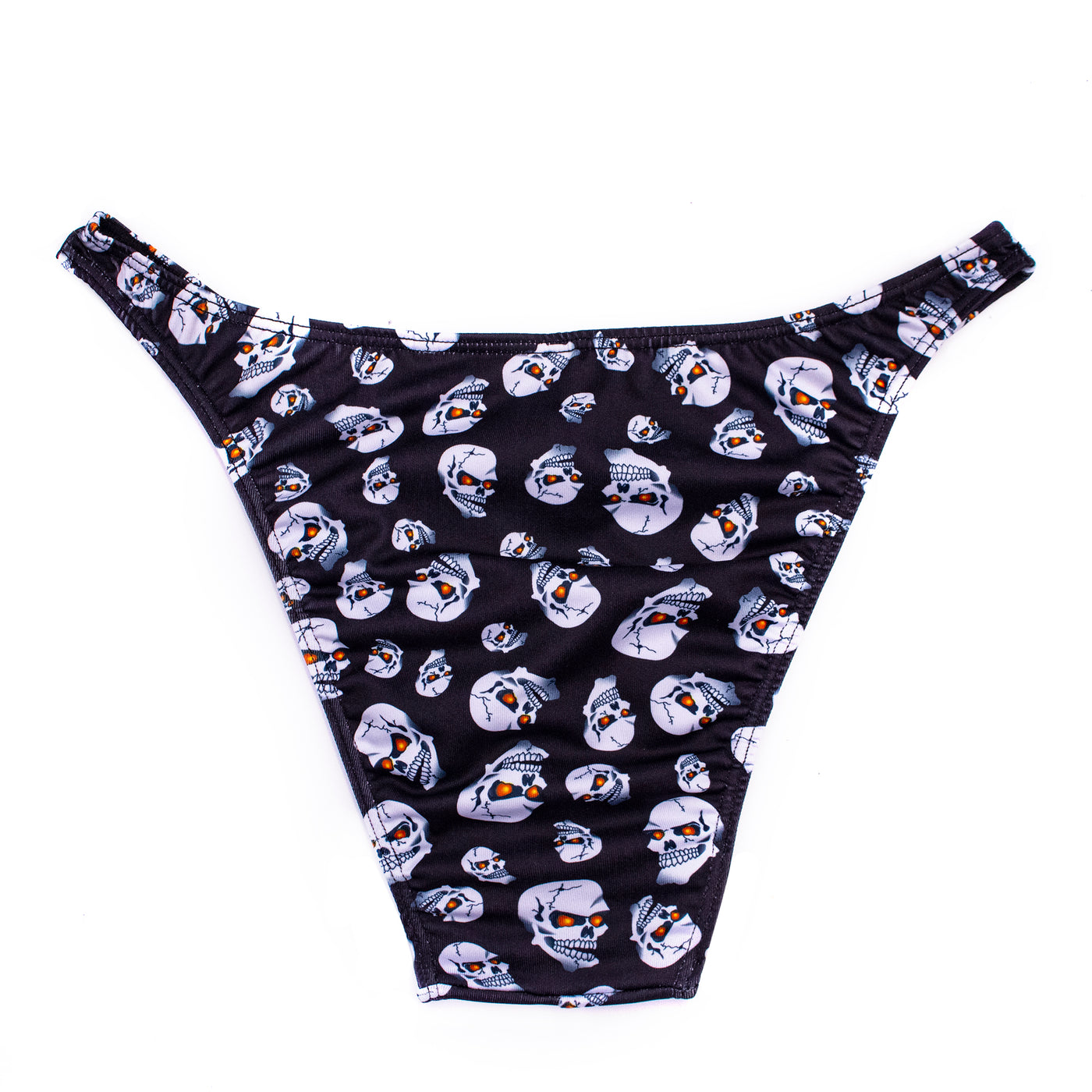 Men's Bodybuilding Posing Suit, Skulls on Black | Posing Trunks | OMG Bikinis