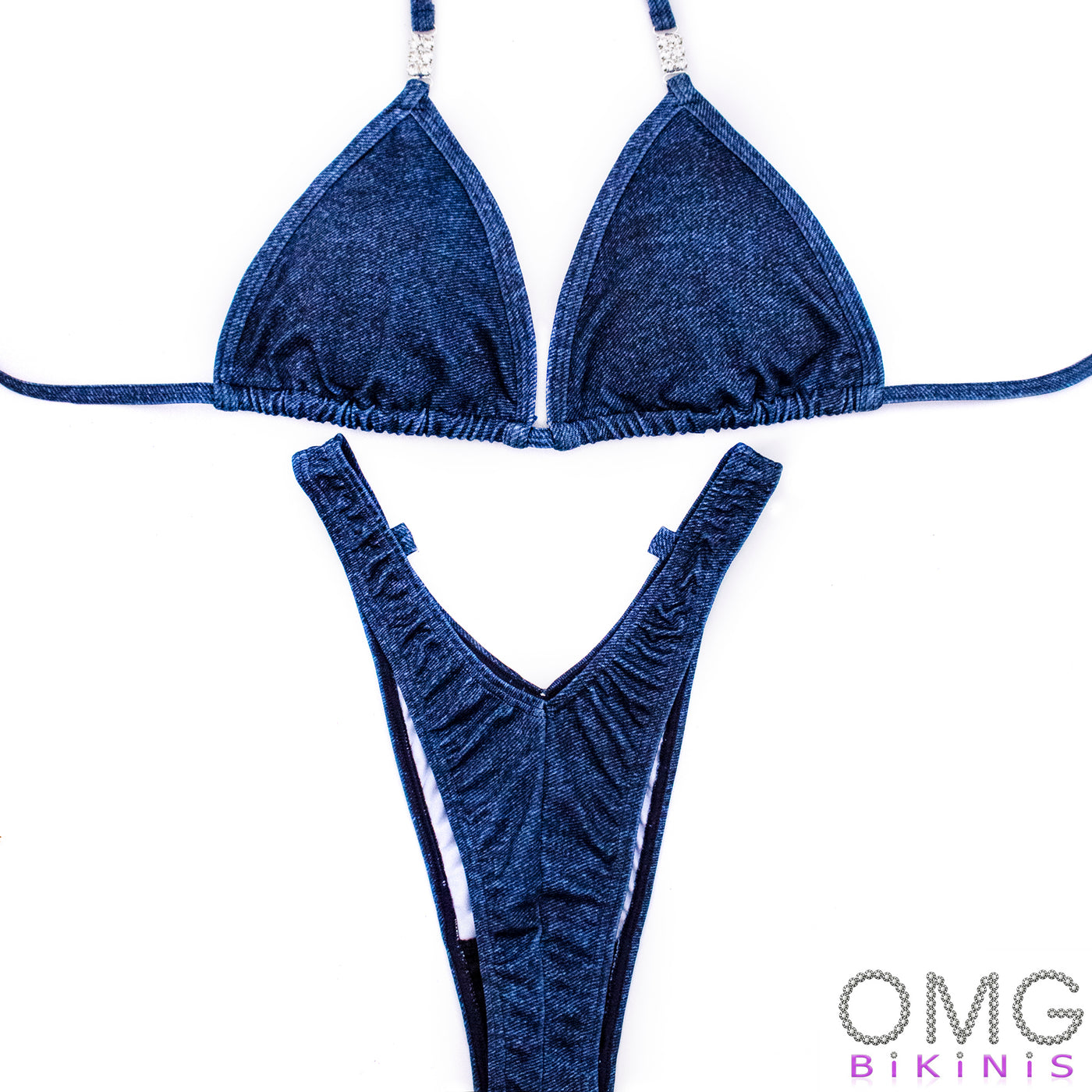 Jeans Print Figure Posing Suit | NPC/IFBB Figure/WPD Practice Suit | OMG Bikinis