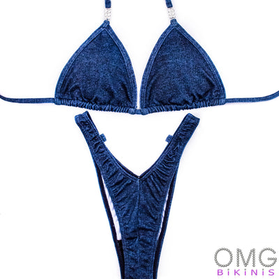 Jeans Print Figure Posing Suit | NPC/IFBB Figure/WPD Practice Suit | OMG Bikinis