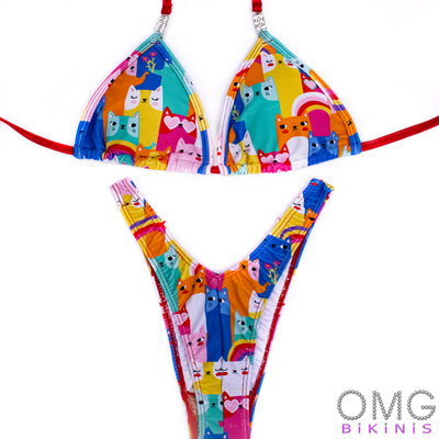 Cat Print Figure Posing Suit | NPC/IFBB Figure/WPD Practice Suit | OMG Bikinis
