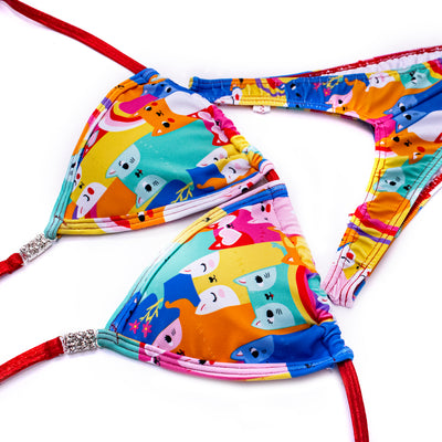 Cat Print Figure Posing Suit | NPC/IFBB Figure/WPD Practice Suit | OMG Bikinis