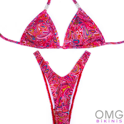 Pink Lava Print Figure Posing Suit | NPC/IFBB Figure/WPD Practice Suit | OMG Bikinis