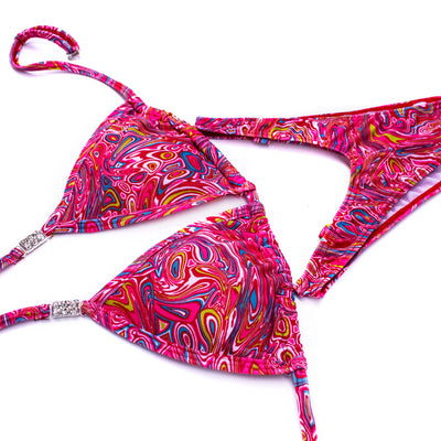 Pink Lava Print Figure Posing Suit | NPC/IFBB Figure/WPD Practice Suit | OMG Bikinis