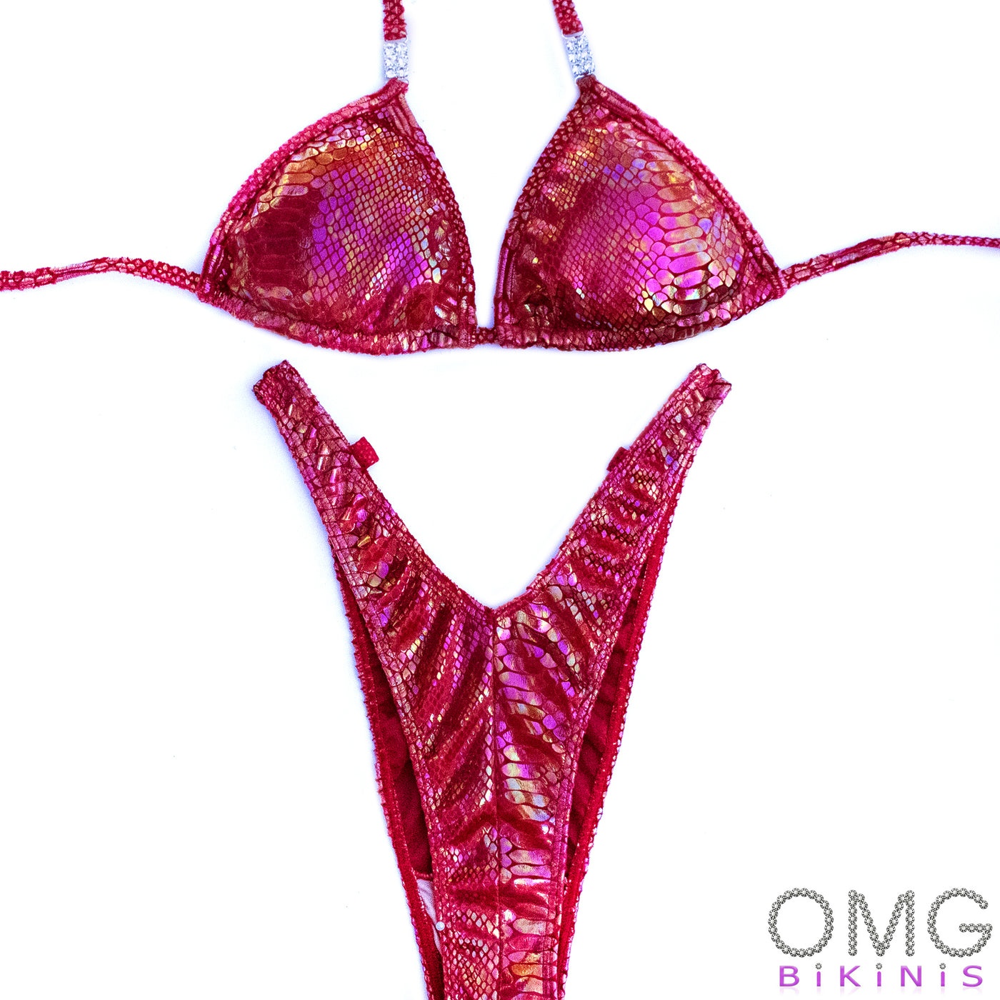 Red Velvet Python Figure Posing Suit | NPC/IFBB Figure/WPD Practice Suit | OMG Bikinis