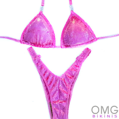 Pink Velvet Python Figure Posing Suit | NPC/IFBB Figure/WPD Practice Suit | OMG Bikinis