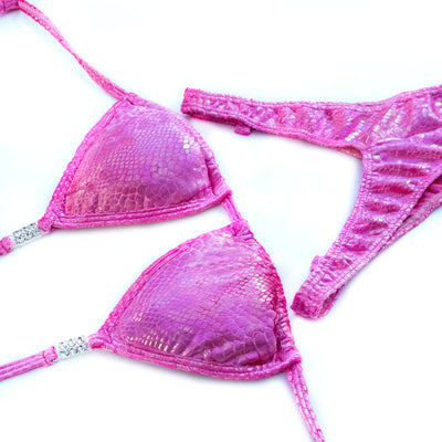 Pink Velvet Python Figure Posing Suit | NPC/IFBB Figure/WPD Practice Suit | OMG Bikinis