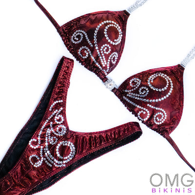 Sparkly Twirls Figure/WPD Competition Suit | Choice of Color | OMG Bikinis