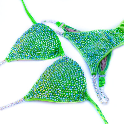 Neon Green Velvet Competition Bikini | OMG Bikinis