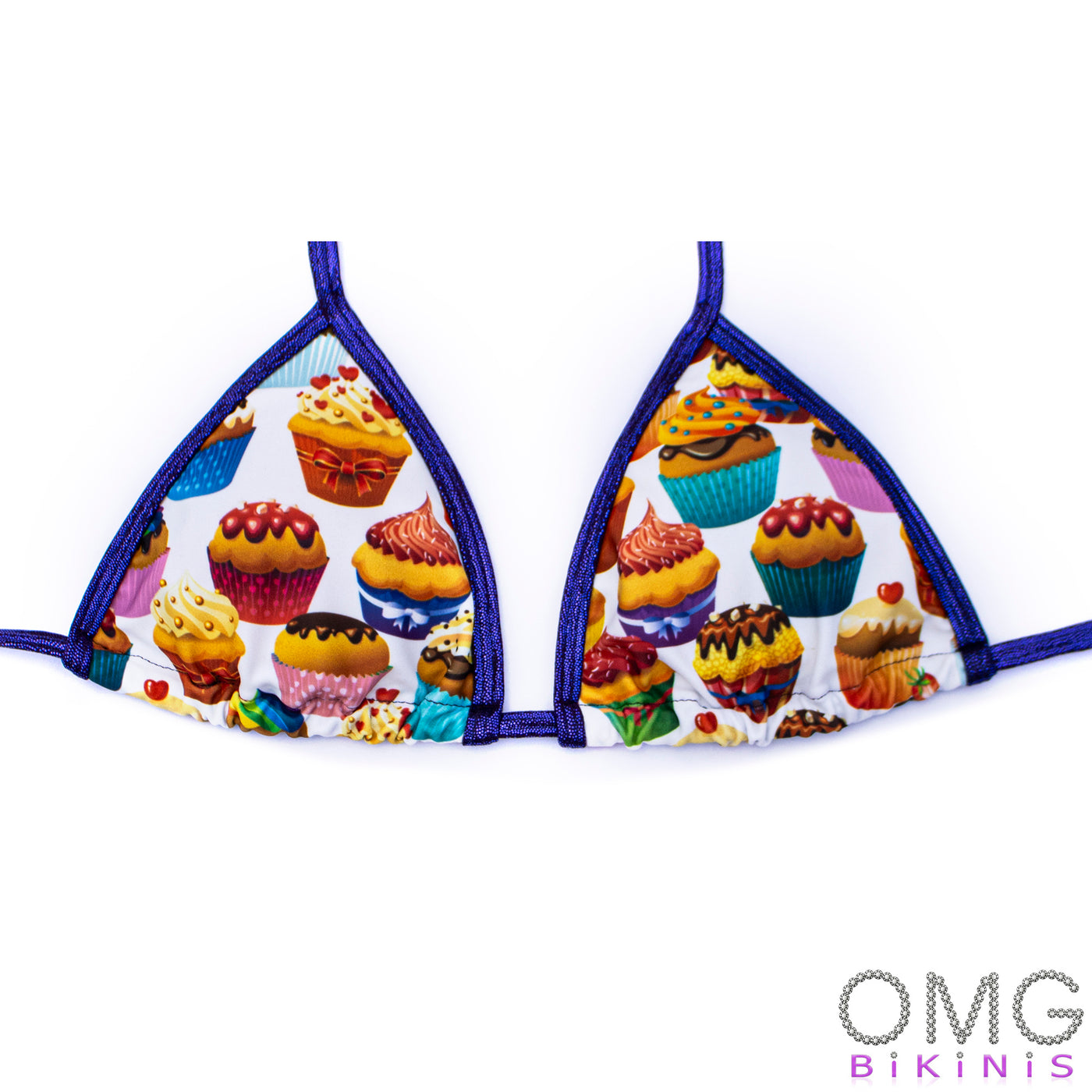 Cupcake Print with Purple Trim Posing Suit / TOP| Clearance | OMG Bikinis