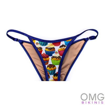 Cupcake Print with Purple Trim Posing Suit / BOTTOMS | Clearance | OMG Bikinis