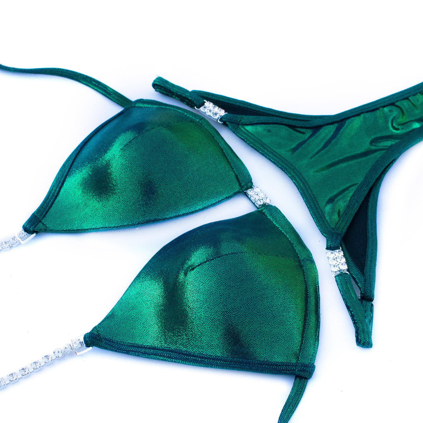 Racing Green Holo Posing Suit with Molded Cups S/S | Clearance | OMG Bikinis