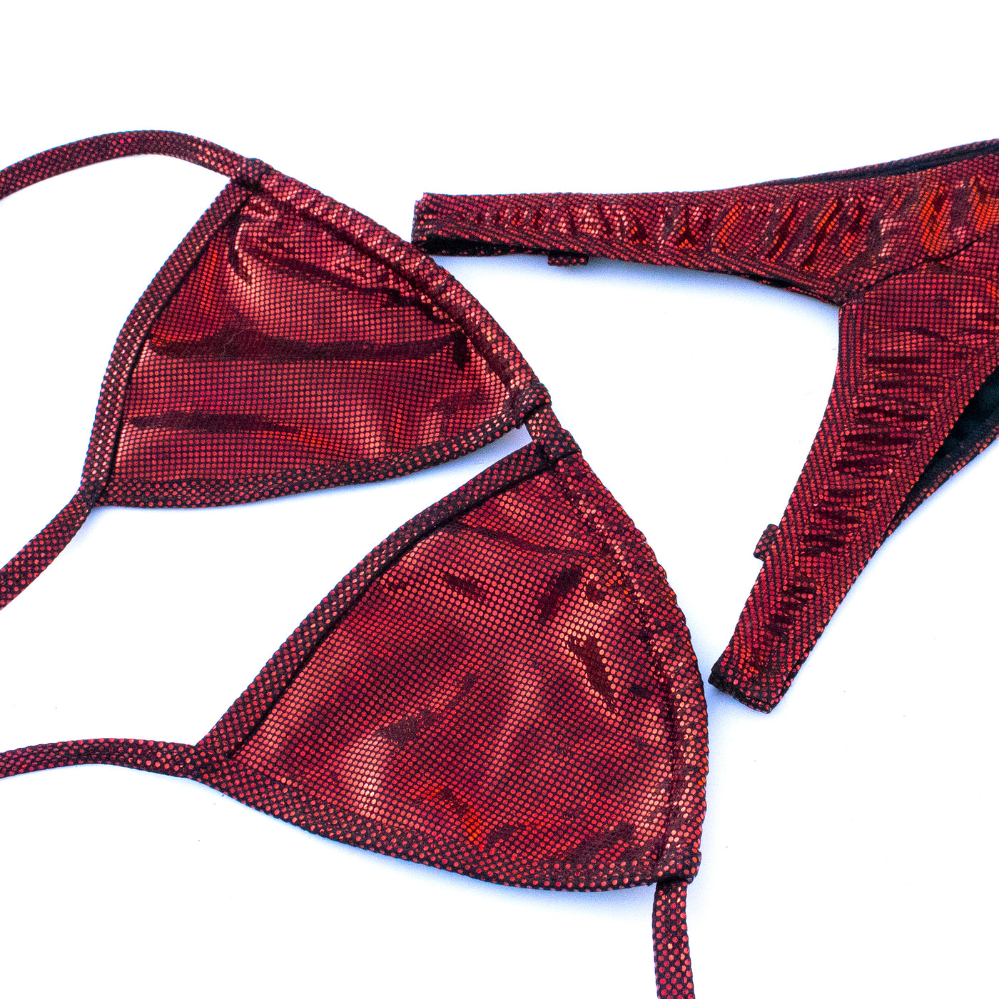 Burgundy Cracked Ice Holo Figure Posing Suit S/S | Clearance | OMG Bikinis