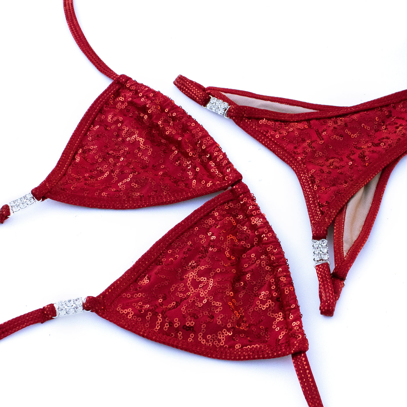 Red Sequin Posing Suit S/S | Clearance | OMG Bikinis