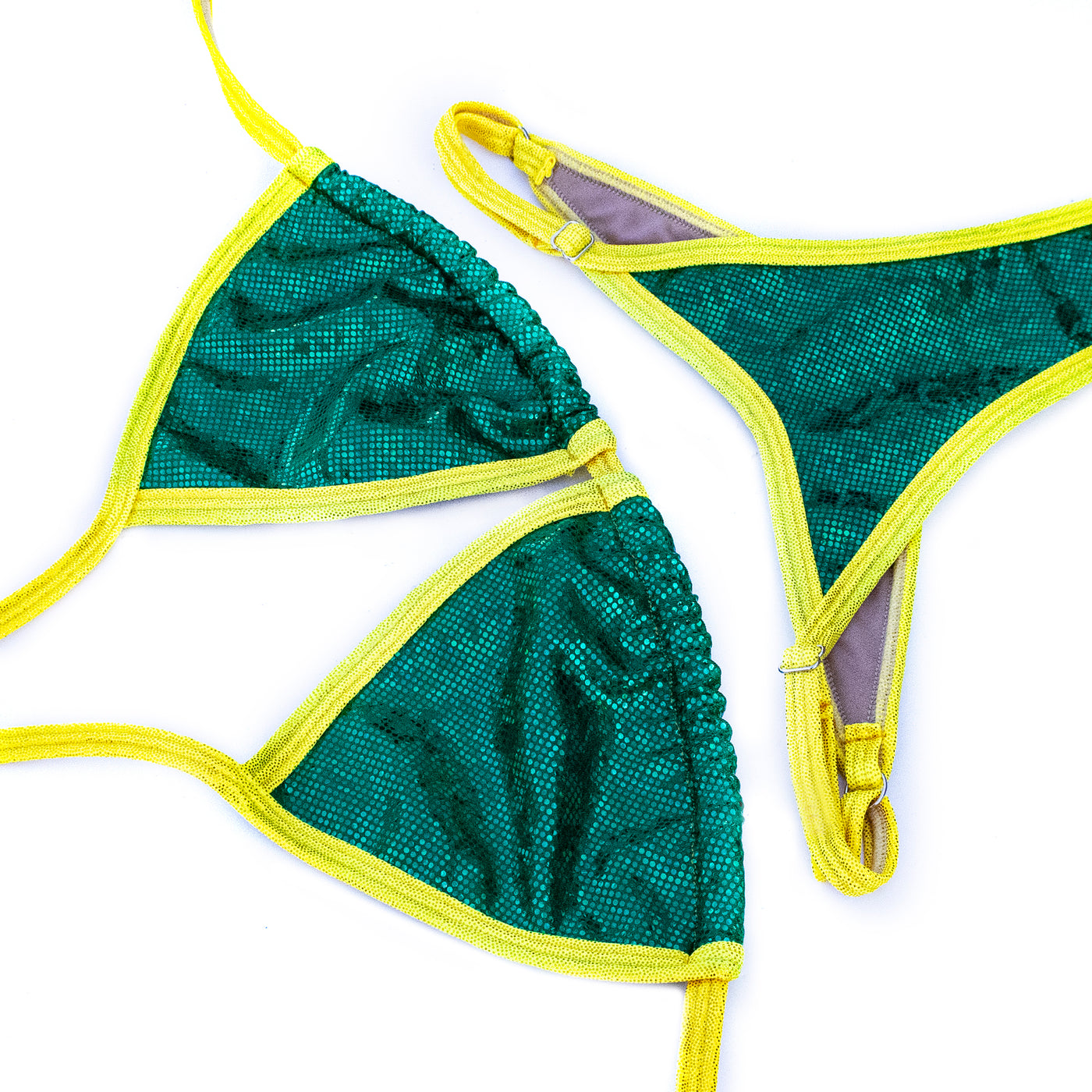Emerald Green With Lemon Trim Super Basic Posing Suit S/S | Clearance | OMG Bikinis