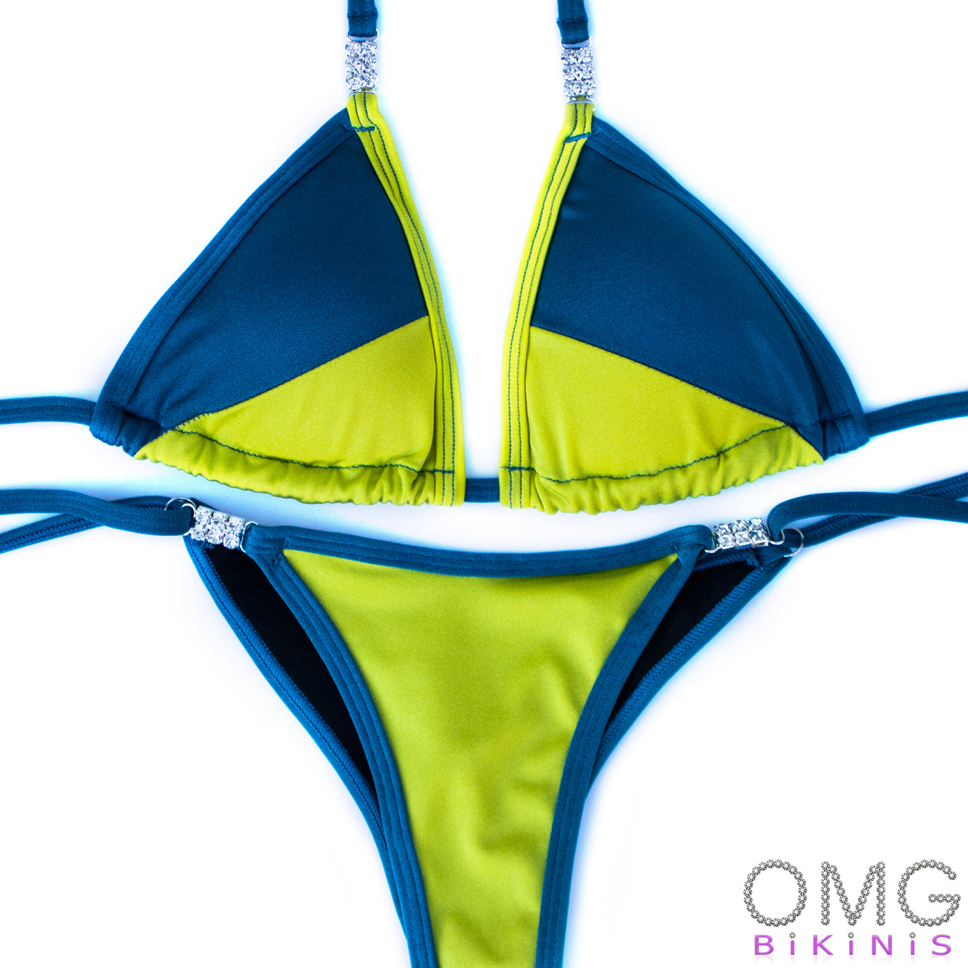 Lime/Teal Duo Posing Suit S/S | Clearance | OMG Bikinis