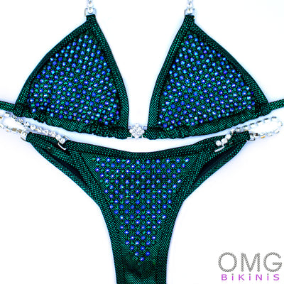 Emerald Sapphire Competition Suit S/S | Clearance | Sample Sale | OMG Bikinis
