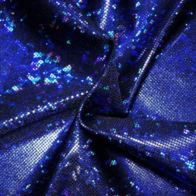 Navy Blue Holographic Cracked Ice | Fabric Swatches | OMG Bikinis