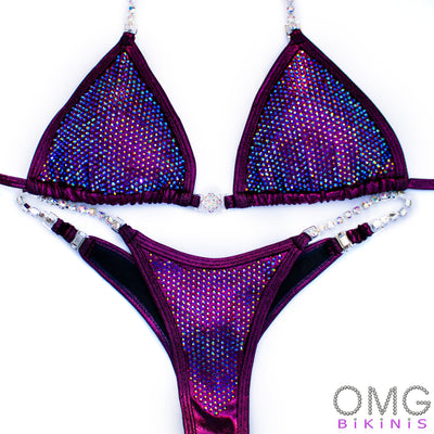 Dark Siam on Fuchsia Competition Bikini S/S | Pre-Made Suits | OMG Bikinis