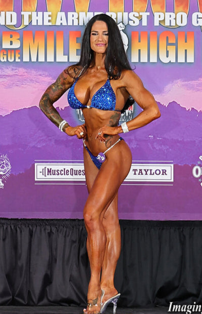 Capri Blue Shimmer Velvet Competition Bikini | OMG Bikinis