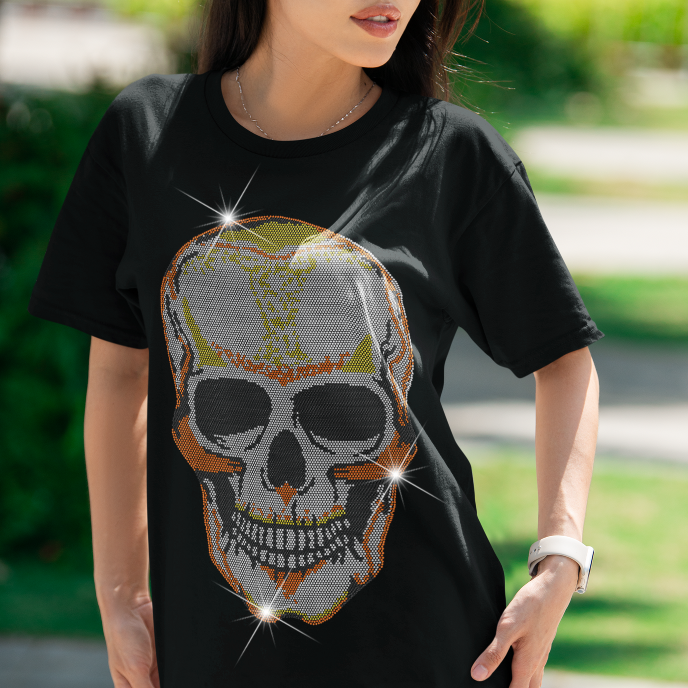 Giant Skull Rhinestone T-Shirt | OMG Bikinis