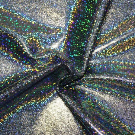 Silver on Black Holo Sands | Fabric Swatches | OMG Bikinis