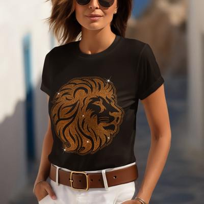 Golden Lion Rhinestone T-Shirt | OMG Bikinis