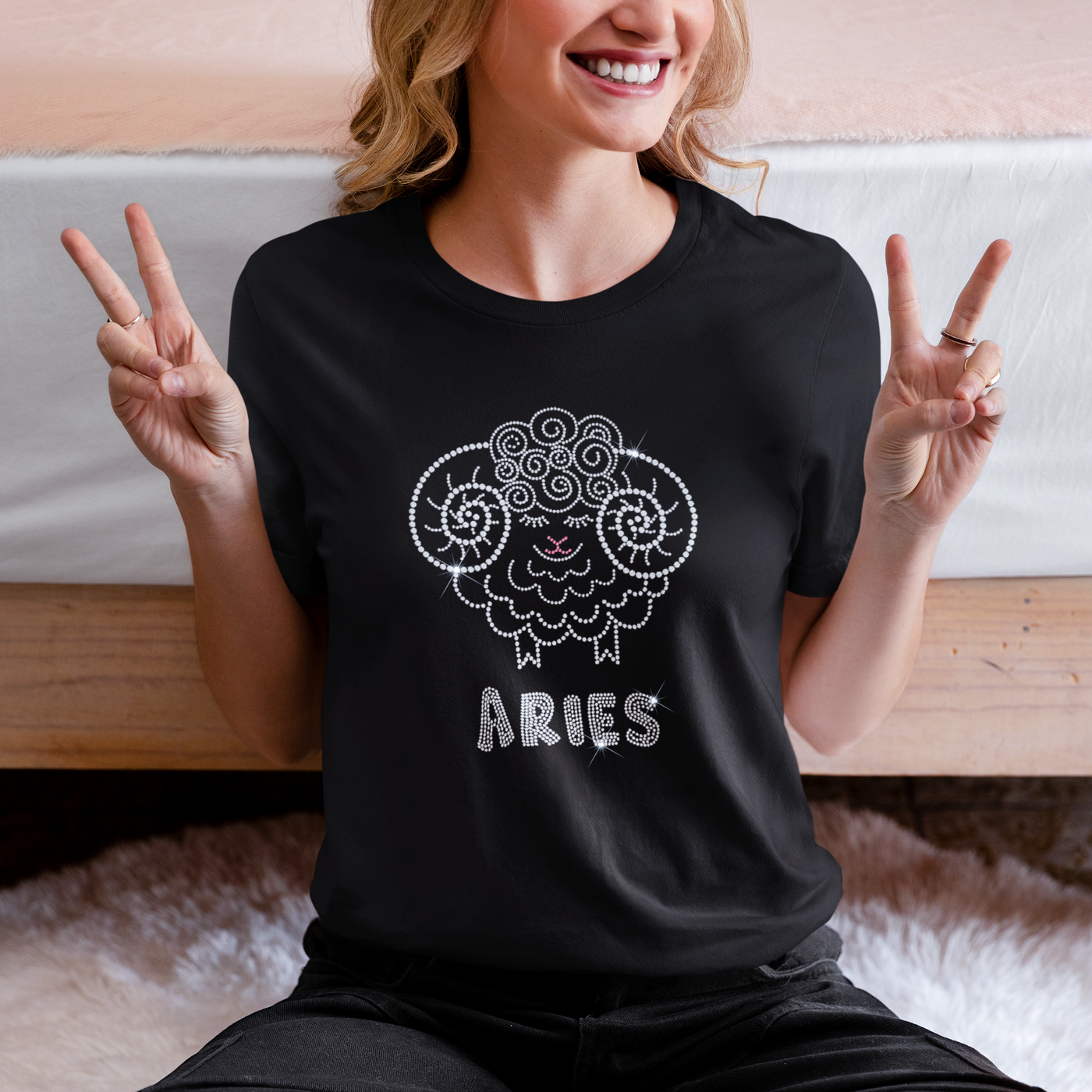 Aries Rhinestone Zodiac T-Shirt | OMG Bikinis